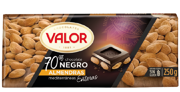 70% Dark Chocolate with Almonds, 250 g